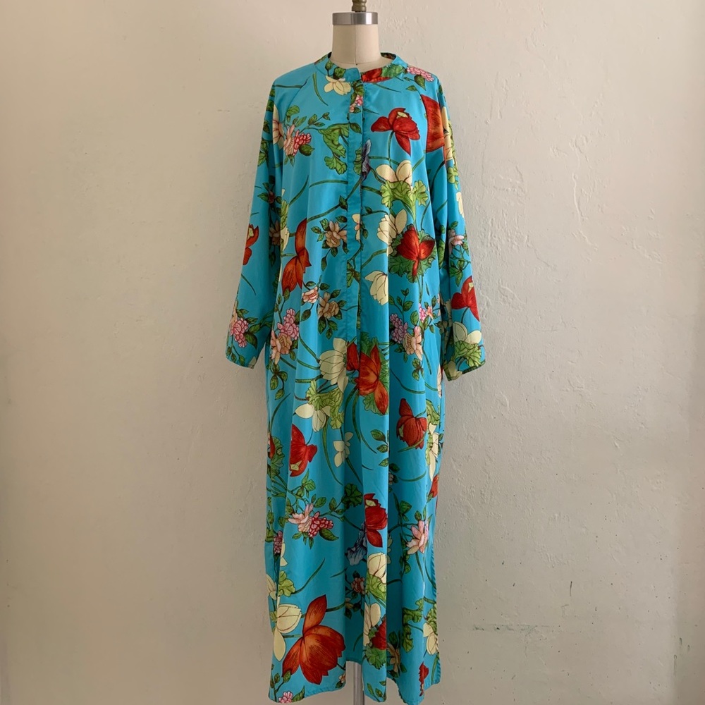 Sold Aqua Blue Floral Maxi Kaftan